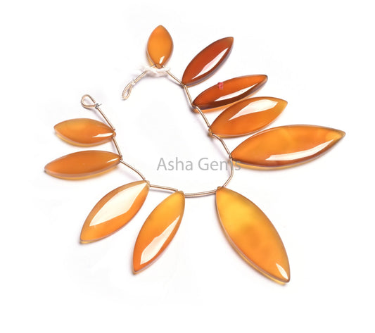 Beautiful Shaded Yellow Brown Chalcedony Marquise Shape smooth Beads, AAA Chalcedony Handmade Marquise Side Drill Beads Jewelry Making Craft