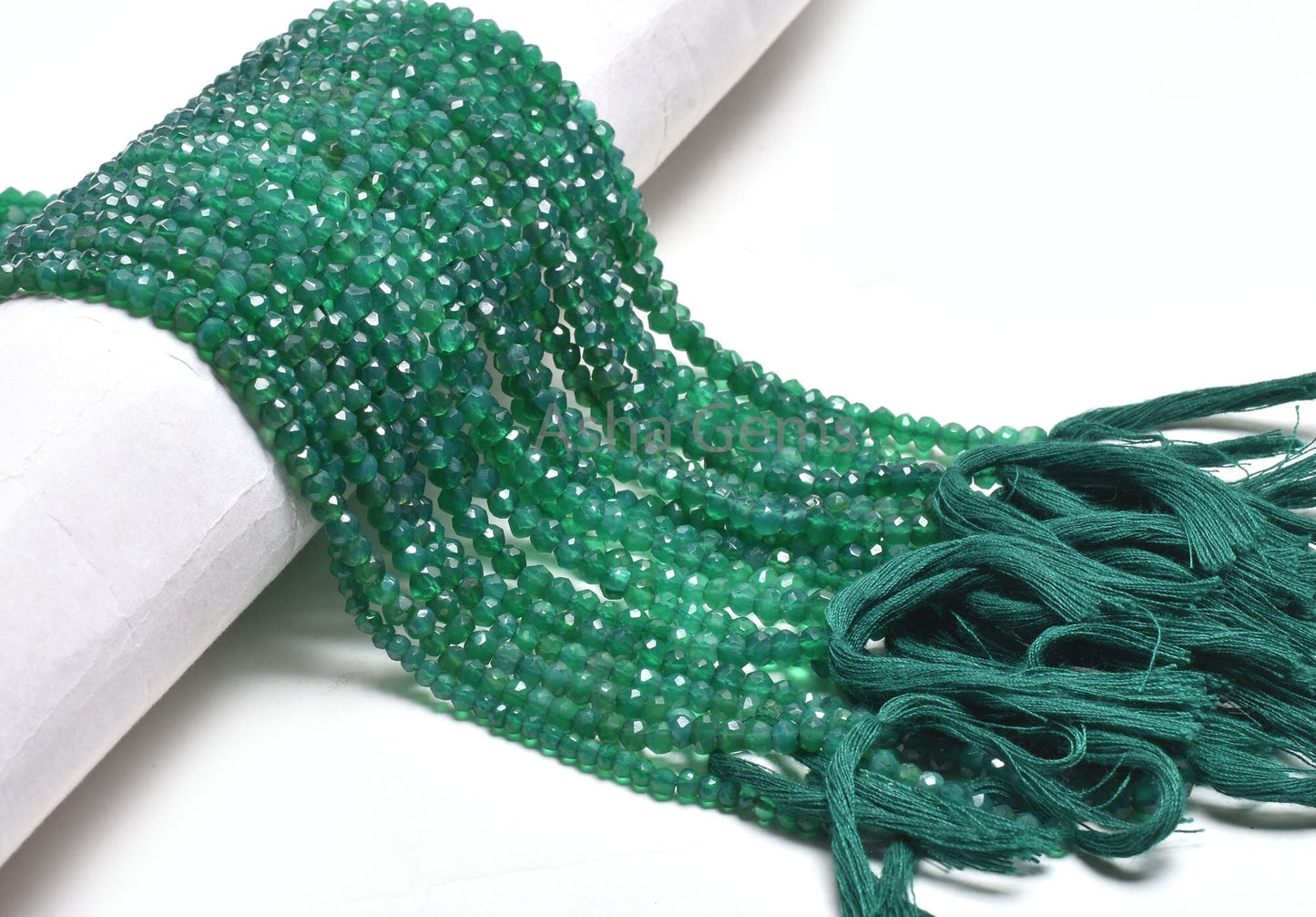Beautiful Natural Green Onyx Faceted Rondelle Shape Gemstone Beads,13" Strand Green Onyx Beads, Fine Quality,Green Onyx Beads Jewelry Making