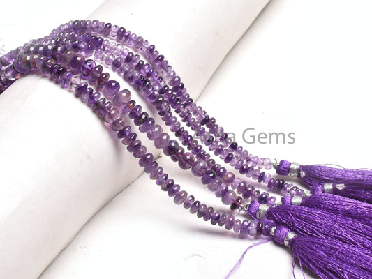 Fine Quality Shaded Purple Amethyst Smooth Rondelle Beads, Natural Amethyst Plain Handmade Gemstone Loose Bead Amethyst Jewelry Making Craft