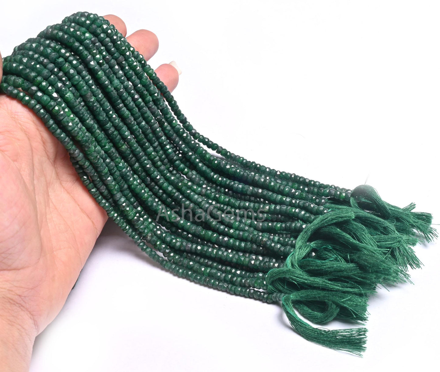 Fine Quality Green Emerald Corundum Faceted Rondelle Shape Beads, Emerald Corundum Indian Cut Gemstone Beads, Emerald Beads Necklace Jewelry