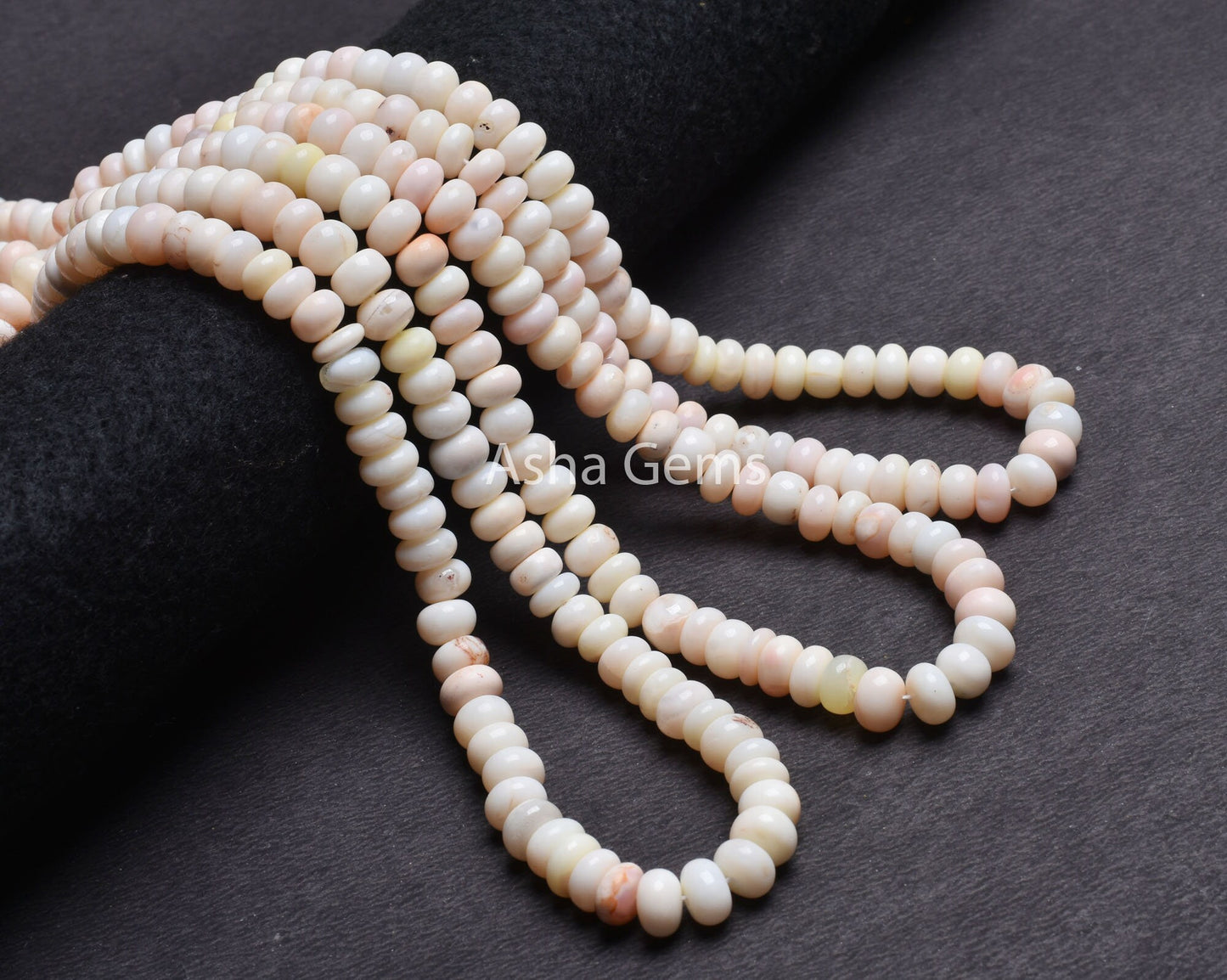 9 mm AAA Off White Light Peach Opal Smooth Rondelle Beads, Off White Opal Plain Handmade Gemstone Beads, Opal Bead Jewelry Making Craft SALE