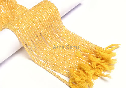 Beautiful Yellow Zircon Micro Cut Beads,3 mm Cubic Zirconia Rondelle Faceted Gemstone Beads,12.5" AAA Quality Zircon Bead Jewelry Craft SALE