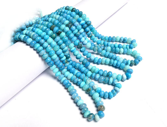 Fine Quality Blue Opal Smooth Rondelle Shape Gemstone Beads,8mm Shaded Blue Opal Plain Handmade Opal Bead Jewelry Making Necklace Craft SALE