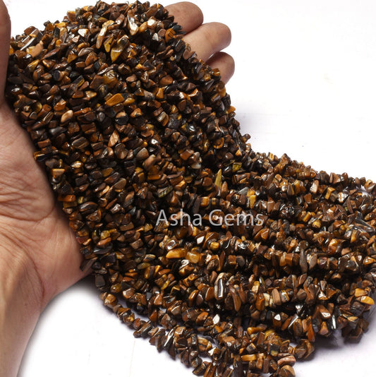 34" Strand Natural Tiger Eye Gemstone Uncut Chips Beads, Fine Quality Yellow Brown Tiger Eye Uneven Polish raw rough beads jewelry Tiger Eye