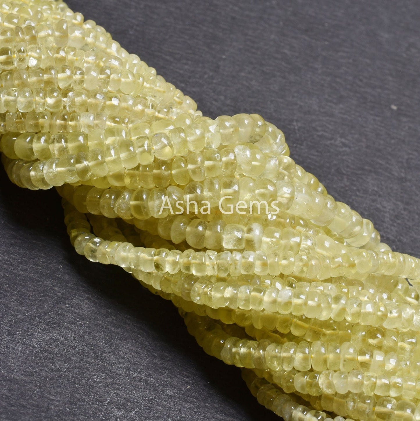 18" Strand Natural Lemon Quartz Smooth Gemstone beads, Lemon Yellow Quartz Plain Handmade Rondelle Beads, Lemon Beads Jewelry Making Crafts