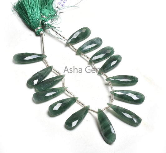 10-30mm Beautiful Green Jade fancy Long Pears Faceted Beads, Fine Jade Teardrop Briolette Side Drill Gemstone Bead Jewelry Making Craft SALE