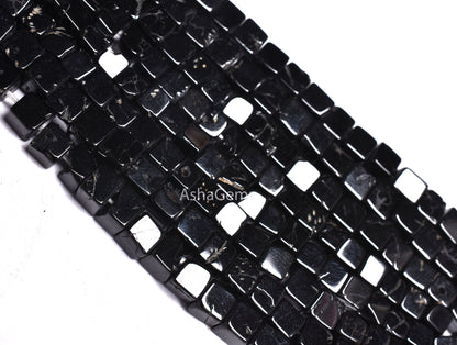 Beautiful Natural Black Spinel Box Shape Smooth Gemstone Beads,4.mm, Black Spinel Plain 3D Cube Box Beads,Spinel Beads.For Jewelry Craft
