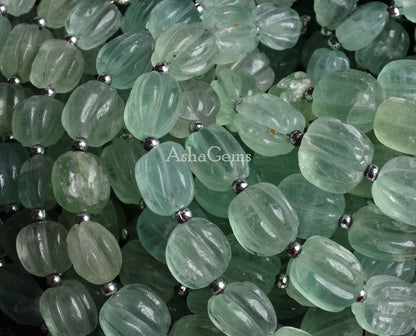 Fine Quality Green Fluorite Carving gemstone Beads,8" Strand Natural Fluorite Fancy Nugget Carved Bead, Fluorite Handmade carve Oval Beads