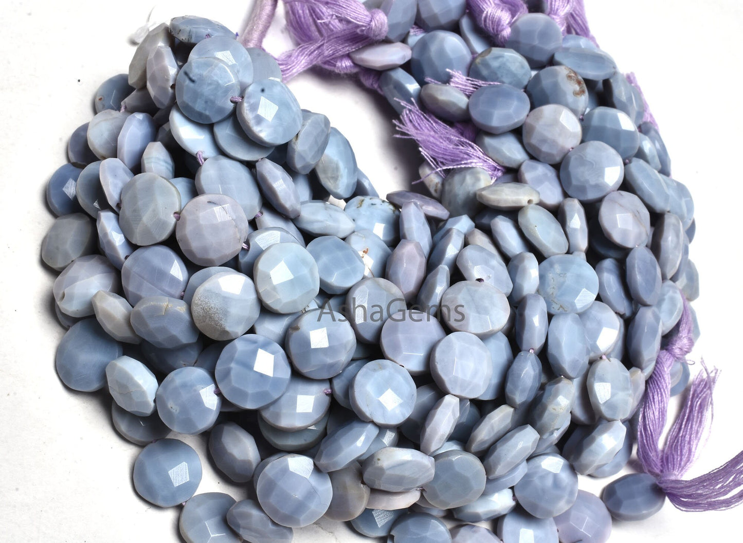 Purple blue Lavender Opal Faceted Coin Shape Gemstone Beads,8"Strand Lavender Opal Coin Beads Opal Loose Beads, Opal Briolette Bead Jewelry