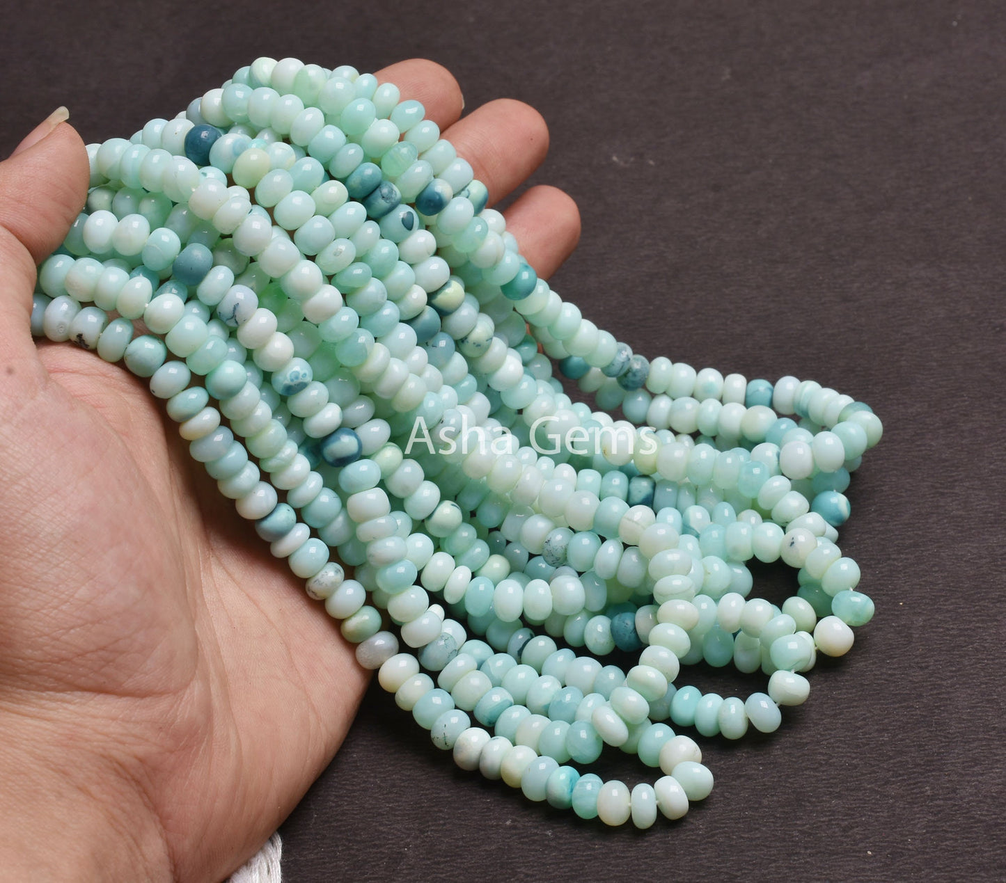 7 mm Fine Sea Green Opal Smooth Rondelle Shape Beads, Shaded Opal Plain Handmade Gemstone Roundelle Bead, Opal Beads Jewelry Handicraft SALE