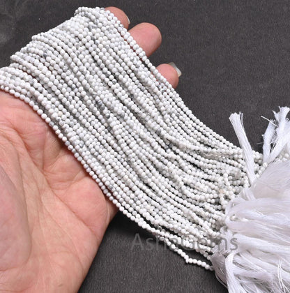 2.25 mm Beautiful White Howlite Micro Cut Rondelle faceted Beads,12.5" AAA Howlite Machine Cut Tiny Gemstone Beads Jewelry Making Craft SALE