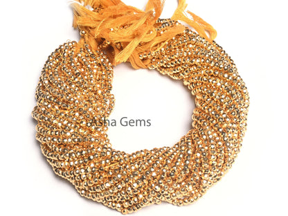 SALE 13"Strand Beautiful Natural Golden Pyrite Coated Rondelle Faceted Gemstone Beads 4mm,Fine Quality,Pyrite Beads,Jewellery Making Crafts