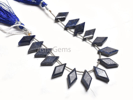 Natural Blue Lapis Faceted Rhombus Shape Beads,8-16 mm Fine lapis Lazuli Fancy Side Drill Gemstone Beads, Lapis Beads Jewelry Making Crafts