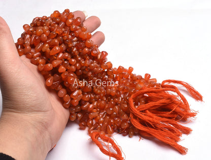 Natural carnelian Smooth Drops Shape Beads,13 inch Red Orange Carnelian Beads Gemstone Handmade Uneven Teardrop Side Drill Bead Jewelry SALE
