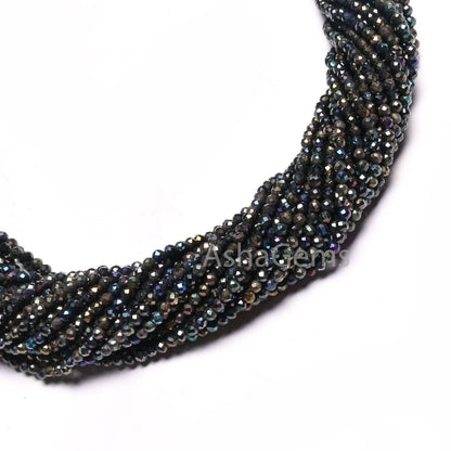Natural Black Spinal Mystic Coated Micro Cut Tiny Gemstone Loose Beads, Spinel Disco Coated Faceted Rondelle Bead Spinal Jewelry Crafts SALE