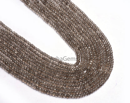 AAA Quality Natural Smoky Quartz Faceted rondelle Beads,13"Strand light Smoky Machine Cut Beads Gemstone smoky bead For Jewelry Making Craft