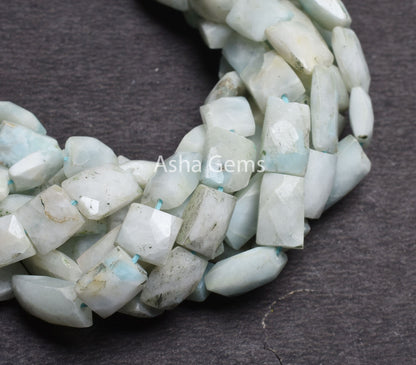 Beautiful Larimar Faceted Rectangle Straight Drill Gemstone Beads,6-13 mm Blue Larimar Fancy Chicklet Indian Cut Beads, Larimar Bead Jewelry