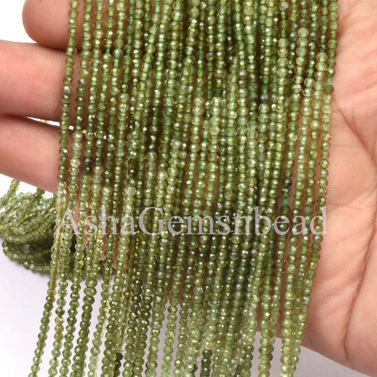 Rare Green Tourmaline Faceted Rondelle Beads, AAA Shaded Green Tourmaline Micro Cut Beads, Natural Tourmaline Shaded Beads Tourmaline Beads