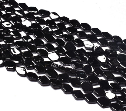 beautiful Black Spinel Smooth Fancy Shape Gemstone Beads,13" Strand Natural Black Spinel Plain Handmade Uneven Rhombus Shape Beads Jewelry