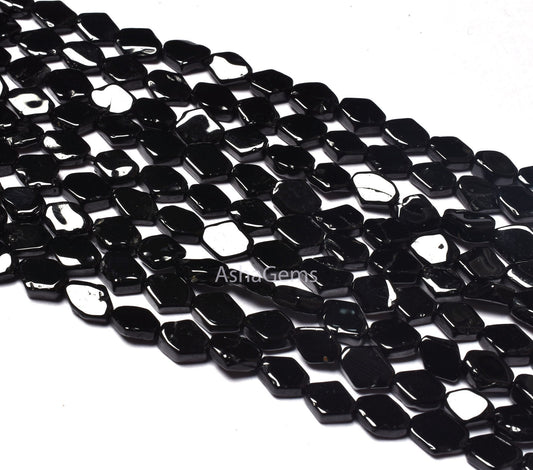 beautiful Black Spinel Smooth Fancy Shape Gemstone Beads,13" Strand Natural Black Spinel Plain Handmade Uneven Rhombus Shape Beads Jewelry