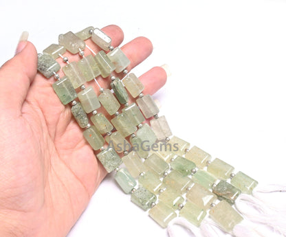 Beautiful Light Green Aventurine Smooth Rectangle Shape Gemstone Beads,9"Natural Aventurine Fancy Chicklet Handmade Margaj Bead Jewelry SALE