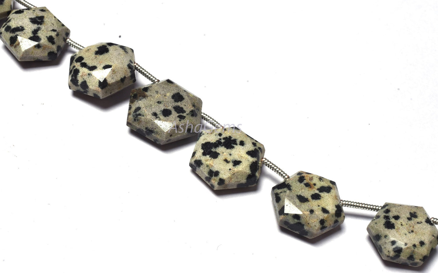Beautiful Dalmation Jasper Fancy Hexagon Shape Faceted Beads,11-13.5 mm Natural Dalmation Jasper 6 Corner Gemstone beads, Jasper Beads Craft