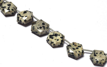 Beautiful Dalmation Jasper Fancy Hexagon Shape Faceted Beads,11-13.5 mm Natural Dalmation Jasper 6 Corner Gemstone beads, Jasper Beads Craft