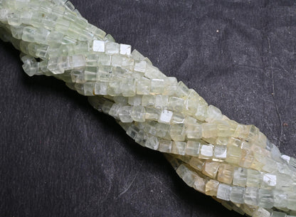 Natural Prehnite Smooth cube Box Shape handmade Tiny Beads, Beautiful Shaded Green Prehnite 3D cube Box Gemstone Bead For Jewelry Craft SALE