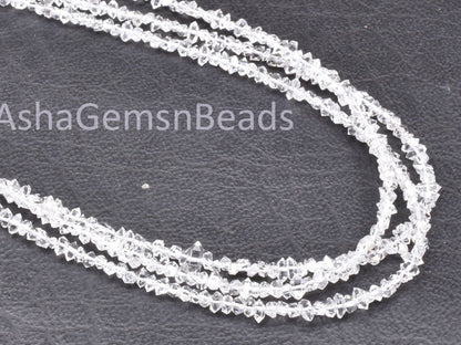 AAA Herkimer Diamond Nugget Shape Beads,16 inch, Natural White Diamond Quartz Polish Rough Faceted Beads,13 Carat Strand, Tiny Raw Bead SALE