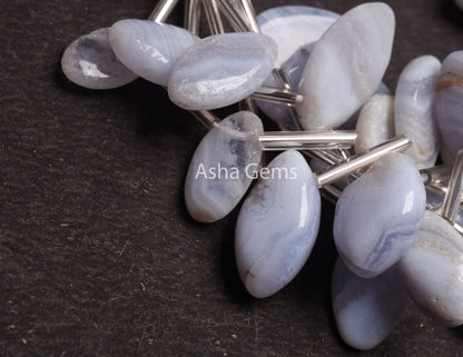 Natural Blue Lace Agate Uneven Marquise Shape Beads, Blue Lace Agate Handmade Marquise Briolette Gemstone Bead, Blue Lace Agate Bead Jewelry