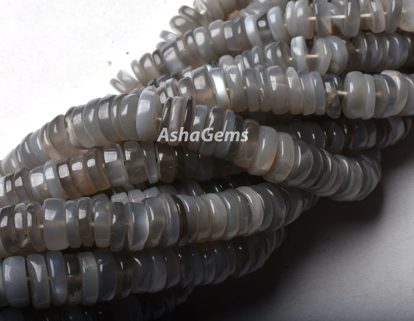 Beautiful Grey Moonstone Tyre Shape Gemstone Beads,16" Strand Natural Grey Moonstone Smooth Heishi Tyre Beads, AAA Moonstone Beads Jewelry