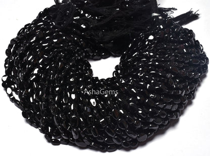 Natural Black Spinel Smooth Oval Shape Beads,13" Strand Spinel Handmade Uneven Oval Shape Beads, Black Spinel Beads For Jewelry Making Craft