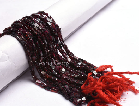Natural Red Garnet Smooth Rectangle Shape Beads,13" Strand Garnet Fancy Uneven Rectangle Straight Drill Beads Gemstone Garnet Bead Jewelry