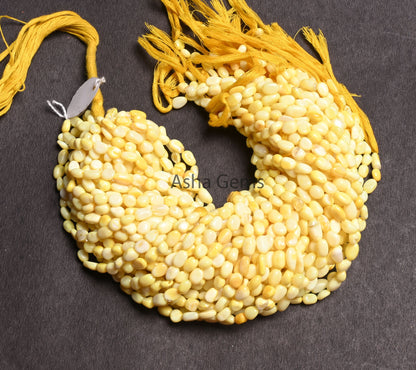 Beautiful Yellow Opal smooth Nugget Gemstone Loose beads,5.5-10 mm Yellow Opal Plain Handmade tumble Uneven Shape Beads, Opal Beads Jewelry (AG 22265)