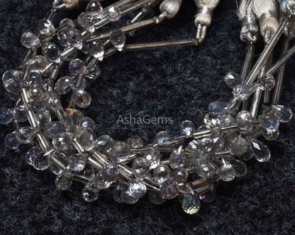 Beautiful crystal Mystic coated Faceted Drops Shape Beads Crystal Quartz Drops Briolette beads, Crystal coated Teardrop Beads Jewelry Crafts