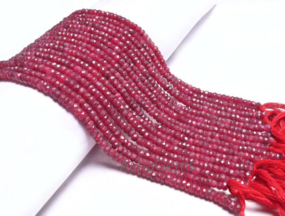 Beautiful Red Ruby Faceted Indian Cut Beads, Fine Ruby Corundum Faceted rondelle Shape Gemstone Ruby Handmade Beads Necklace making Jewelry