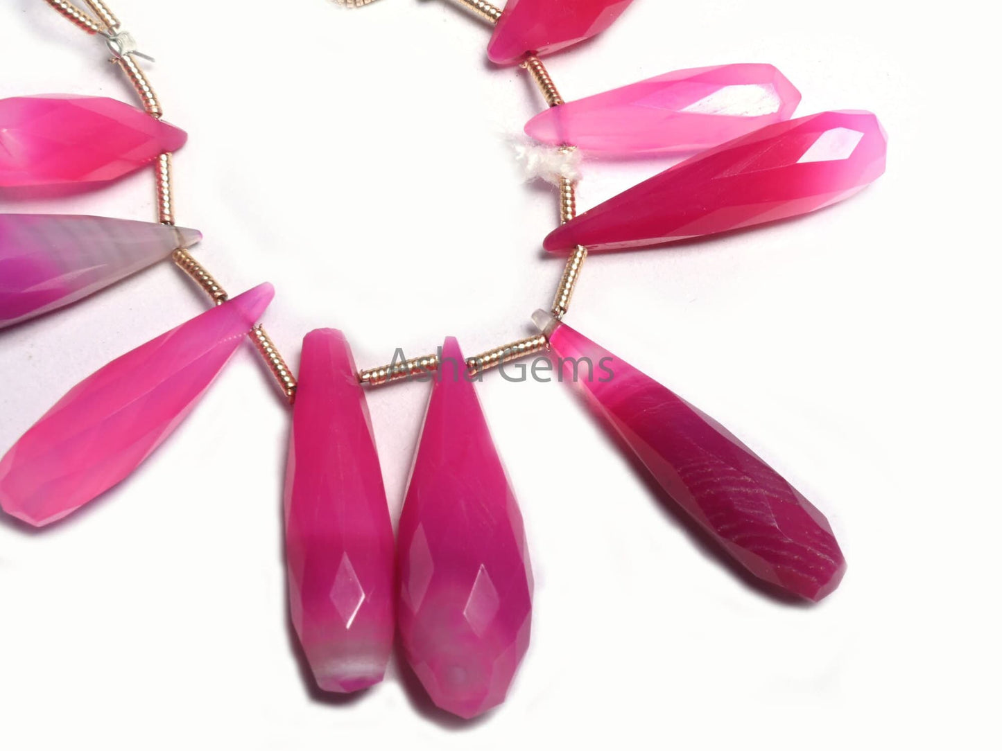 Fine Shaded Queen Pink Chalcedony Fancy Long Drop Gemstone Beads, Pink Chalcedony Pencil Teardrop faceted Briolette Gemstone Beads Jewelry