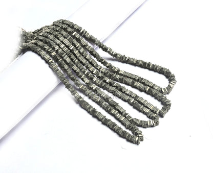 Beautiful Pyrite Smooth Heishi Square Shape Beads,5,5.5mm Natural Pyrite Gemstone Beads, Pyrite Plain Handmade Flat Square Bead Jewelry SALE