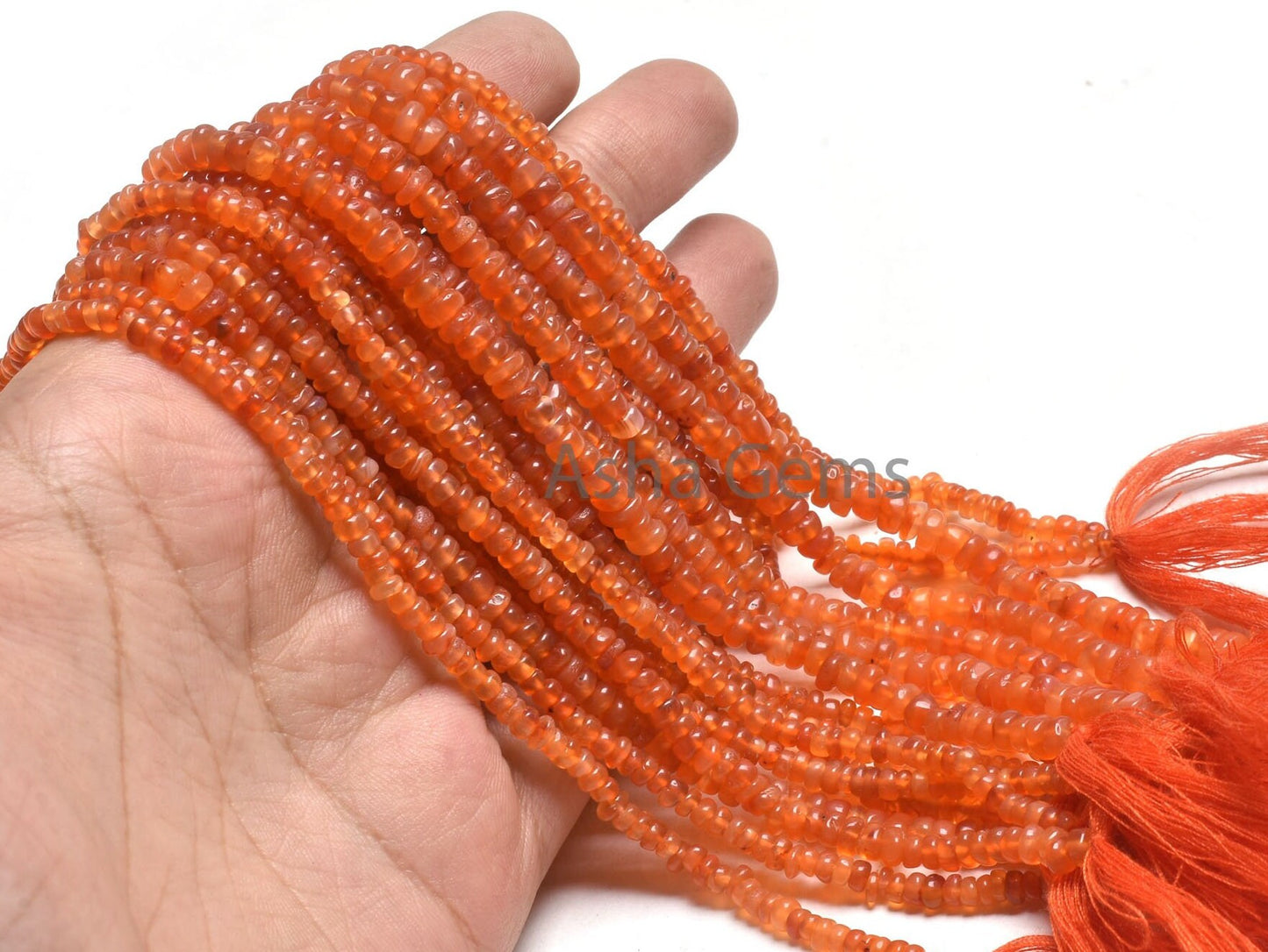 Fine Orange Carnelian Smooth Rondelle Shape Beads, Natural Carnelian Plain Handmade Tiny Gemstone Beads, Carnelian Bead Jewelry Crafts SALE