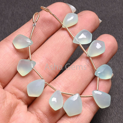 Beautiful Aqua Blue Chalcedony Fancy Shape Beads,10 Piece Strand AAA Chalcedony Faceted Side Drill Briolette Gemstone Beads Jewelry makings