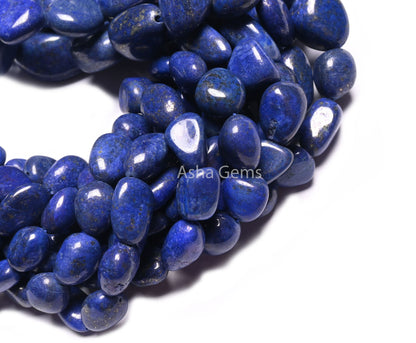 AAA Quality Lapis Smooth Nugget Gemstone Loose Beads,18"Blue Lapis Tumble handmade Graduation Size Beads, Lapis Lazuli Bead Necklace Jewelry