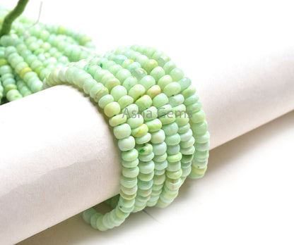 Beautiful Parrot Green Opal Smooth Rondelle Uneven Shape Handmade Gemstone Beads, Fine Pistachio Green Shaded Opal Beads Jewelry Craft SALE