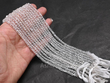 Beautiful Natural Crystal Quartz Micro Cut Beads,13" AAA Quality Crystal Indian machine cut Faceted Rondelle Crystal Bead Jewelry Craft SALE ( AG 15418 )