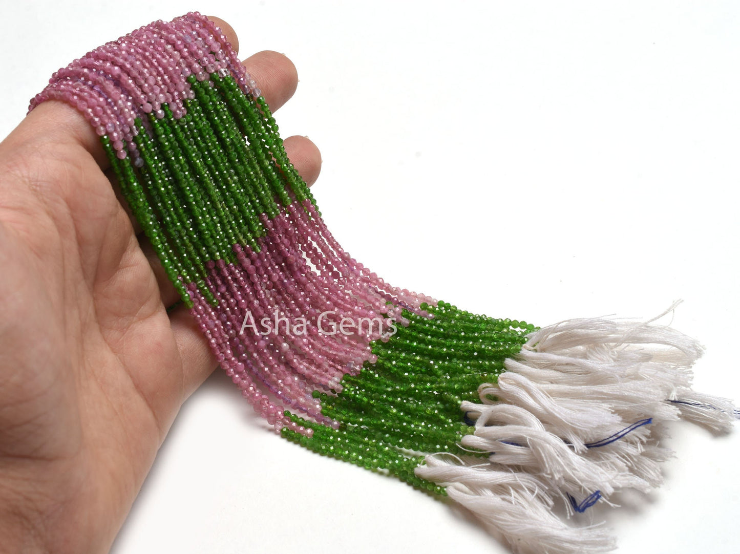 2.4 mm Natural Pink Tourmaline,13" Green Chrome Diopside Micro Cut Faceted Gemstone Beads, Rare Chrome Tourmaline Multi Rondelle  Beads SALE