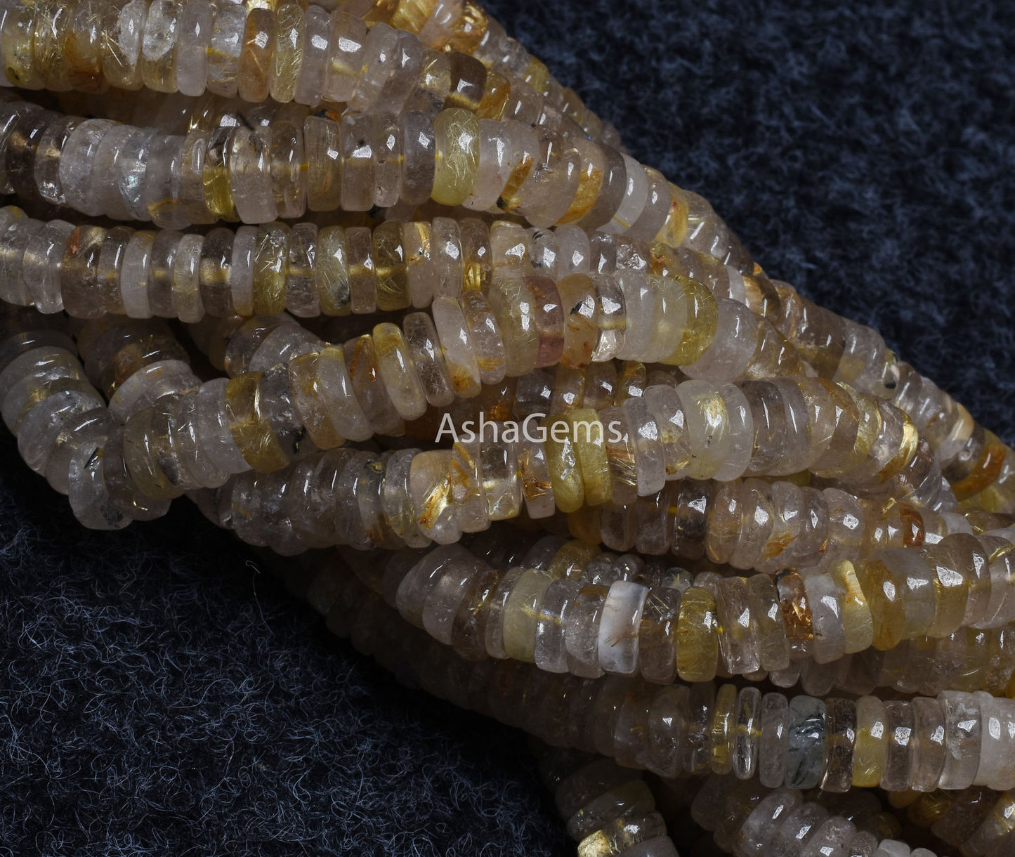 Natural Golden Rutile SmoothTyre Shape Beads,8 mm Rutile Plain Heishi Tyre Beads, Golden Rutile Beads Flat Wheel Shape Gemstone Bead Jewelry