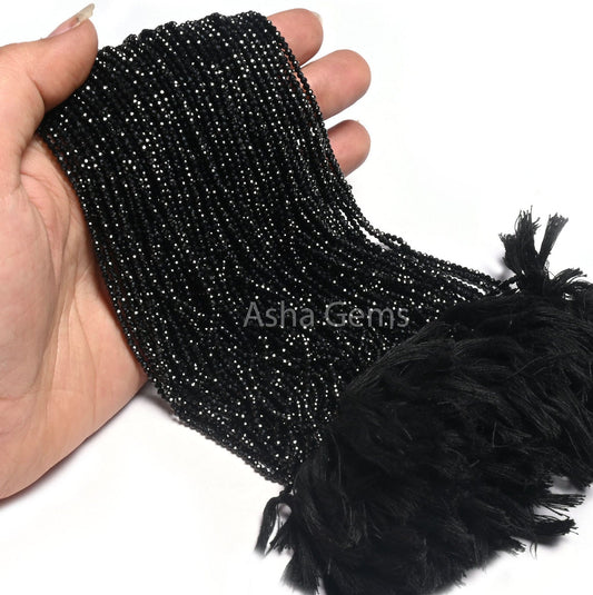 13" Beautiful Natural Black Spinel Micro Cut Rondelle Faceted Gemstone Beads 2 mm AAA Quality Faceted Beads Jewelry Making Spinel Bead Tiny (AG 15172 c)