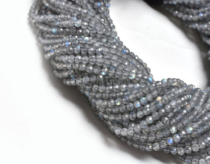 Natural Flash Labradorite Machine Cut Rondelle Beads,3.2 mm labradorite Micro Cut faceted Gemstone Beads,AAA Blue Fire Labradorite Bead SALE