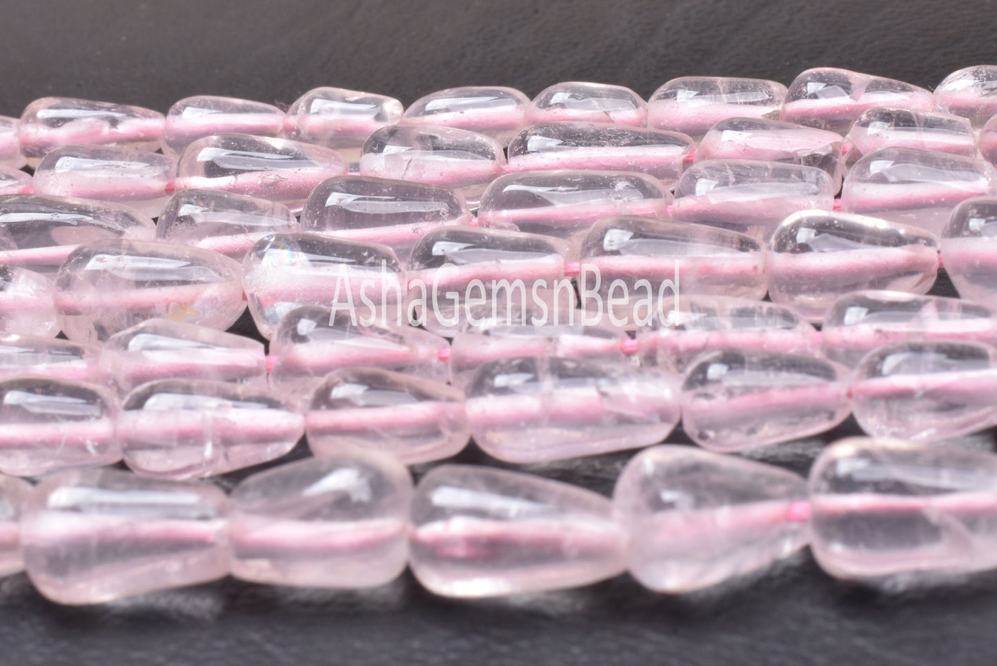 Pretty Pink Rose Quartz Smooth Drops Shape Beads, Natural Rose Quartz Teardrop,14"Strand Rose Quartz Straight Drill Drops handmade Bead SALE