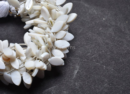 Beautiful White Mother Of Pearl Fancy Marquise Shape Beads, Natural MOP Flat Marquise Side Drill Gemstone Beads Mother Of Pearl Bead Jewelry