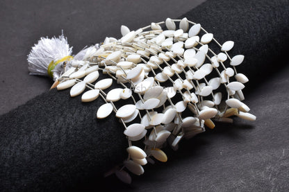Beautiful White Mother Of Pearl Fancy Marquise Shape Beads, Natural MOP Flat Marquise Side Drill Gemstone Beads Mother Of Pearl Bead Jewelry